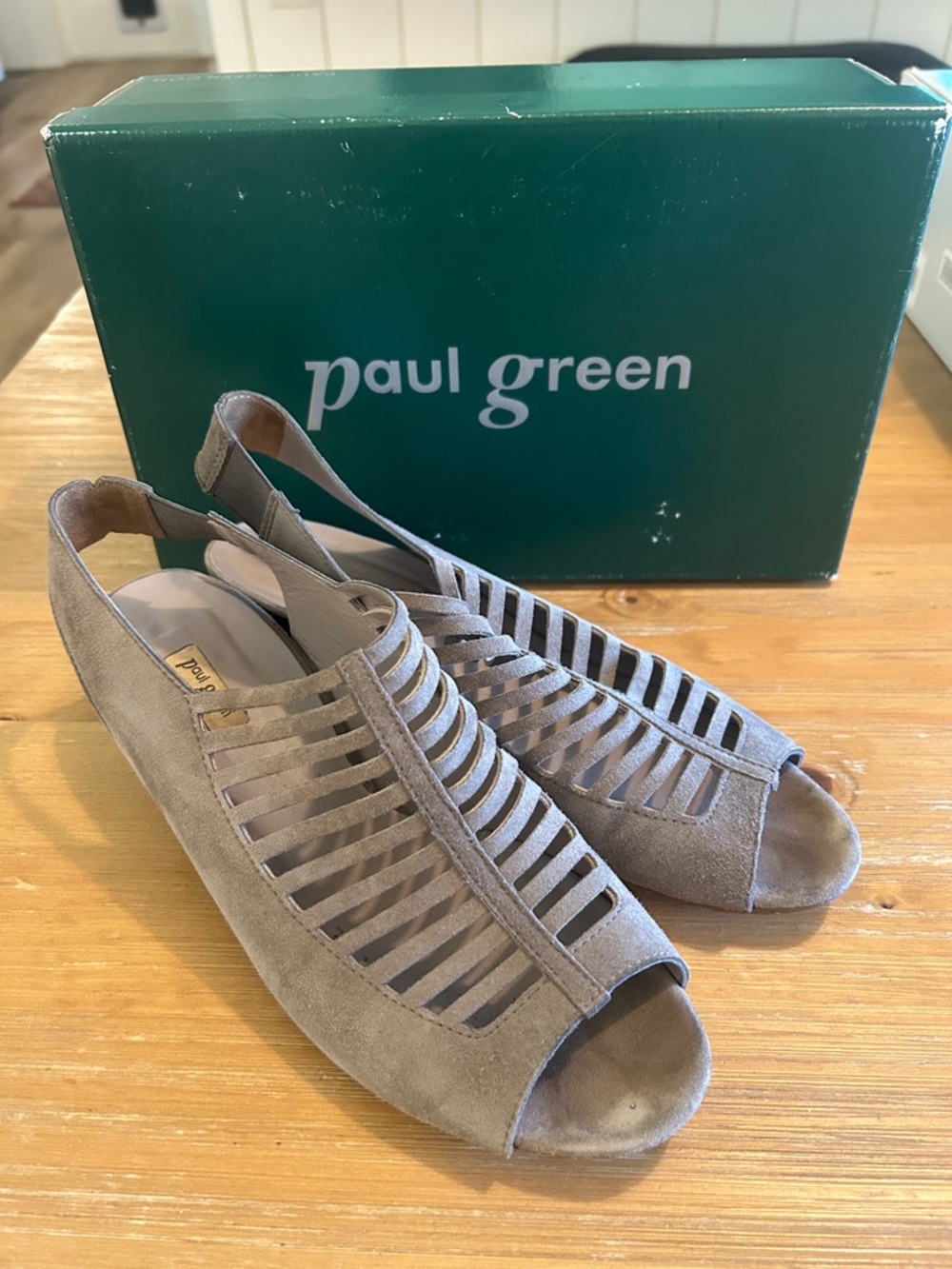 Paul Green Taupe Suede Strappy Slingback Sandals